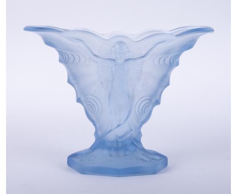 Art Deco Walther &amp; Sohne blue glass vase, height 22cm.