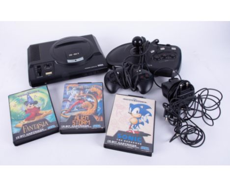 Sega Mega Drive console with one controller, three games and Arcade Power Stick.