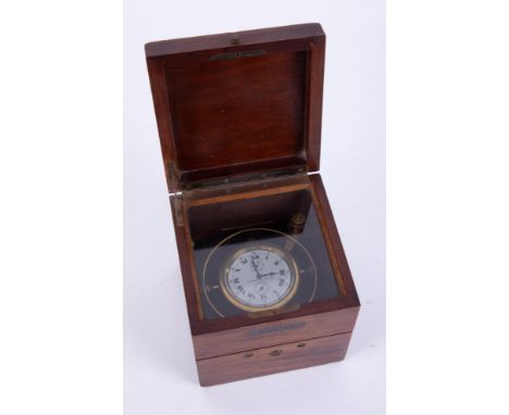 An Elgin Marine Chronometer / Gimbal Ships Deck Watch, in a mahogany case, dial approx. 7cm, the case with plaque marked USSB