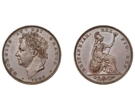 George IV (1820-1830), Proof Farthing, 1826, in bronzed-copper, edge plain, 4.66g/12h (Cooke 249; BMC 1440; S 3825). A few li