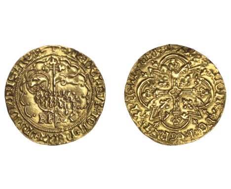 France, Charles VI, Agnel d’or, First issue, 1417, probably Toulouse, point 5, 2.55g/11h (Dup. 372; Laf. 380; Ciani 476-7). R