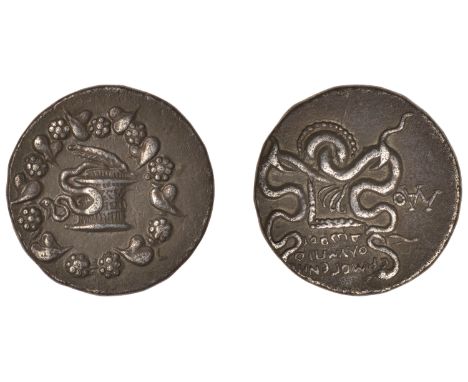 PHRYGIA, Laodikeia, Cistophoric Tetradrachm, c. 133-67, struck by the magistrate Ermogenes, son of Olympiodoros, cista mystic