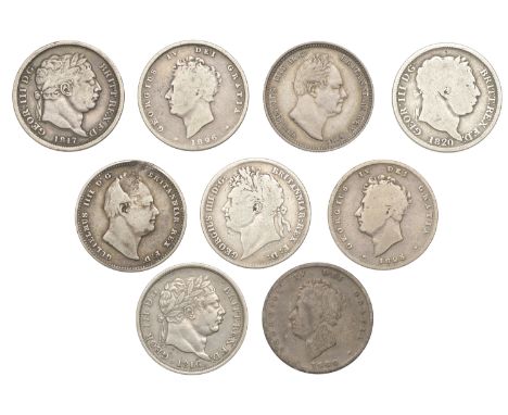 William IV, Shilling, 1834 (S 3835); together with other Shillings (8), 1816-36 [9]. First good very fine, others in varied s
