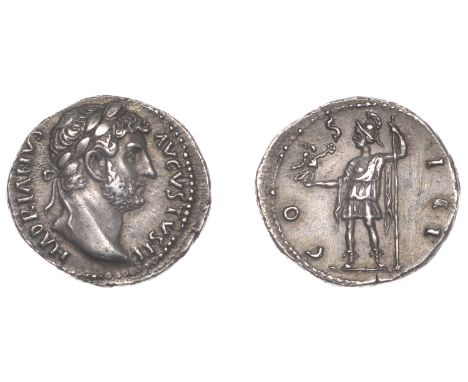 Roman Imperial Coinage, Hadrian, Denarius, Eastern mint, c. 124-7, laureate bust right, rev. Roma standing facing, head to le