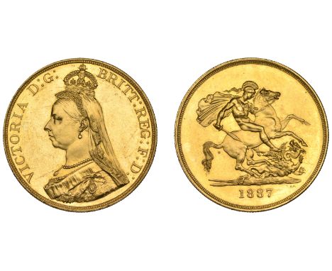 Victoria (1837-1901), Five Pounds, 1887 (Hill F30; S 3864). Light surface marks, otherwise better than extremely fine, reflec