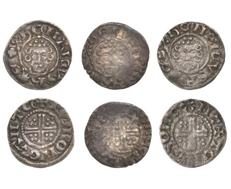 Henry III (1216-1272), Pennies (3), all class VIIa1, Canterbury, Iun, ivn on cante, s with large serifs, 1.45g/11h (SCBI Mass