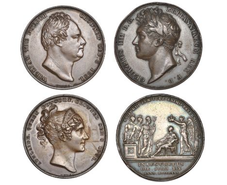 George IV, Coronation, 1821, a copper medal by B. Pistrucci, 35mm (BHM 1070; E 1146a); William IV, Coronation, 1831, a copper