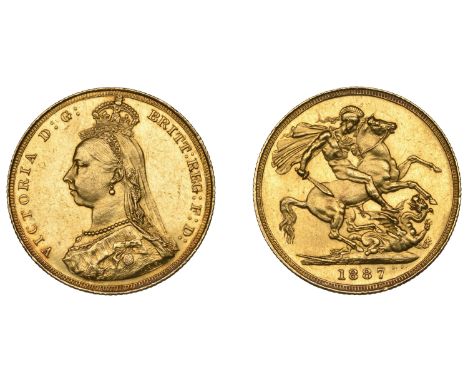 Victoria (1837-1901), Sovereign, 1887 (M 125D; S 3866). Light hairlines and surface marks, otherwise extremely fine  £340-£40