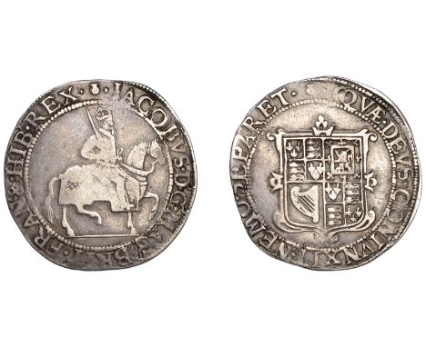 Scotland, James VI, Ninth coinage, Thirty Shillings, mm. thistle-head, English arms in first and fourth quarters, 14.80g/3h (