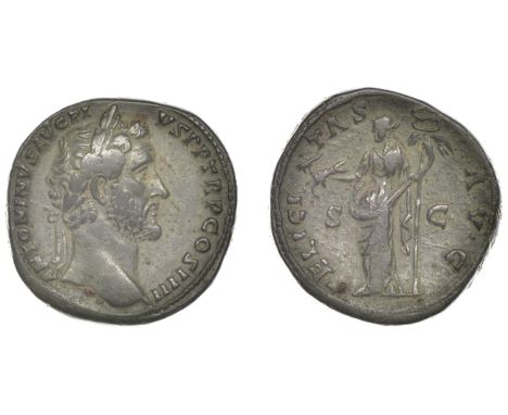 Roman Coins, Antoninus Pius, Sestertius, 147, laureate head right, rev. felicitas avg sc, Felicitas standing left, holding ca