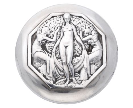 FRANCE, La Parure, 1925, an Art Déco silver box by P. Turin for A. Chapus, issued by La Gerbe d’Or, Paris, 86mm, base stamped