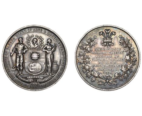 Exhibition of Canadian Industry & Opening of the Victoria Bridge, Montreal, 1860, a silver medal by J.S. Wyon, shield of arms