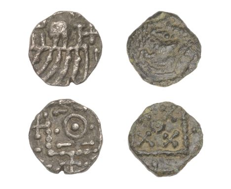 Early Anglo-Saxon period, Sceatta, Secondary phase, series G, diademed and draped bust right, rev. degraded standard containi