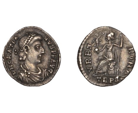 Roman Imperial Coinage, Gratian, Siliqua, Trier, 375-8, pearl-diademed, draped and cuirassed bust right, rev. vrbs roma, Roma