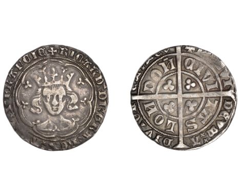 Richard II (1377-1399), Groat, Type IIc/I mule, London, mm. cross pattée, reads francie, 4.58g/3h (Potter IIc/I; Stewartby p.