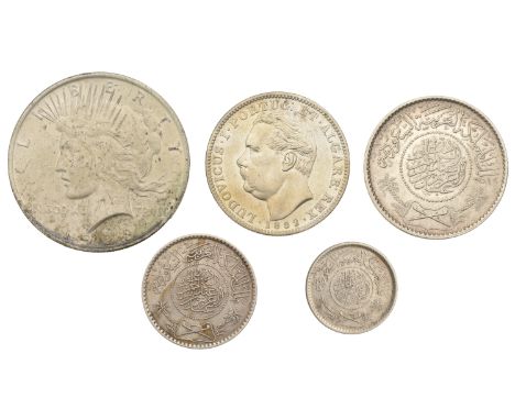 Saudi Arabia, ‘Abd al-‘Aziz b. Sa‘ud, Riyal, Half-Riyal and Quarter-Riyal, 1354h (KM. 16-18); PORTUGUESE INDIA, Louis I, Rupi