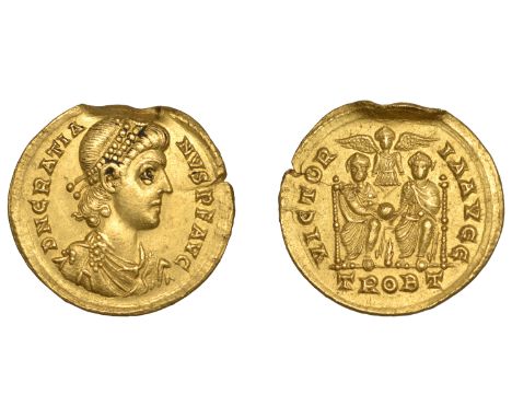 Roman Coins, Gratian, Solidus, Trier, 375-8, dn gratia nvs pf avg, pearl-diademed, draped and cuirassed bust right, rev. vict