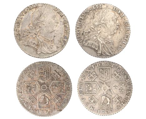 George III, Shillings (2), both 1787, without and with hearts (S 3743, 3746) [2]. Very fine and better, first toned  £50-£60