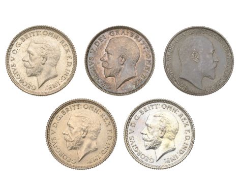 Edward VII (1901-1910), Proof Sixpence, 1902 (ESC 3598; S 3983); George V, Proof Sixpences (4), 1911, 1927 (3) (ESC 3872, 389