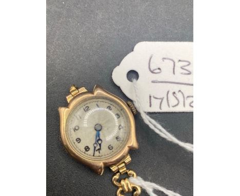A ladies wrist watch in 9ct gold mount no strap