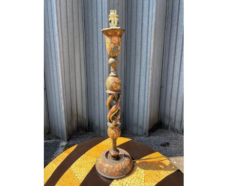 1930s lacquered lamp standard with Chinese figures