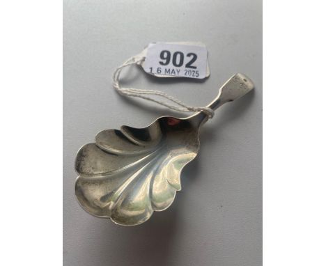 Early Victorian Exeter caddy spoon with shell bowl 1838 By R W