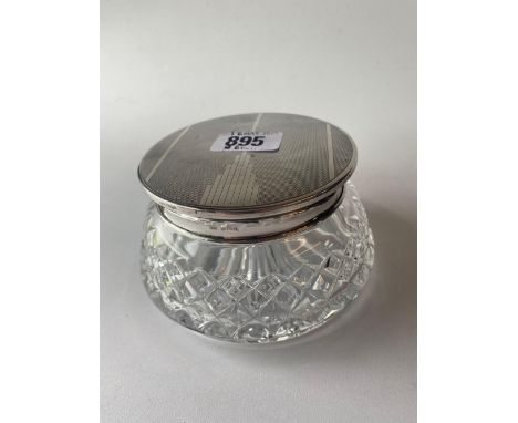 Another silver topped jar with cut glass body. 4In diam . Birmingham 1967. 50 gms all in