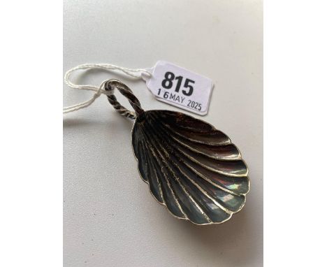 A Victorian caddy spoon with shell bowl rope handle London 1889 by D B