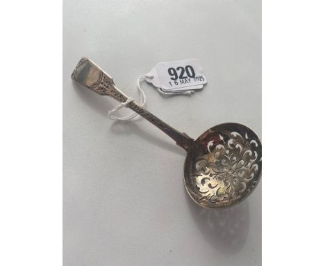 Fancy Georgian ladle with engraved stem. London 1824 By B D