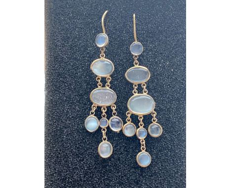 A pair of Edwardian silver and moonstone chandelier style earrings