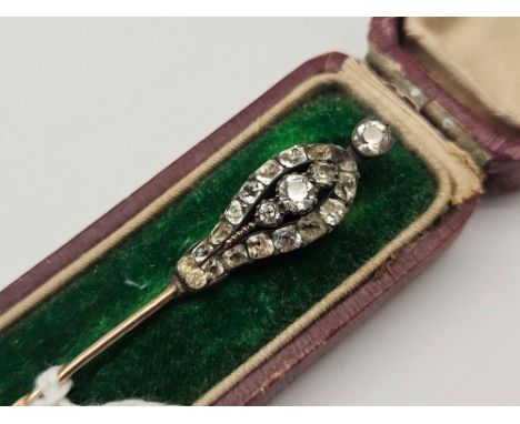 A antique gold and silver stick pin boxed