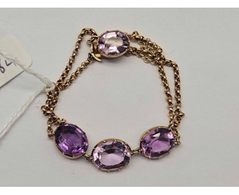 A AMETHYST SET BRACELET 6 INCH
