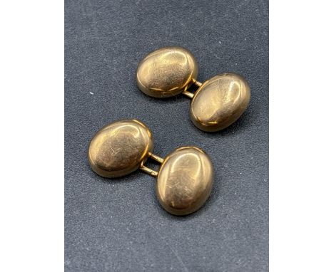 A VINTAGE FRENCH MARKED POINCON DOMED CUFFLINKS 18CT GOLD 8 GMS