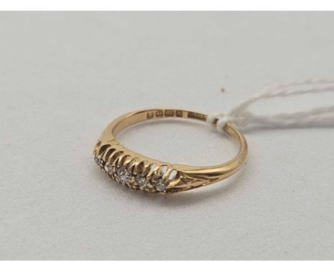 A diamond five stone boat shaped ring 18ct gold size K 2.2 gms