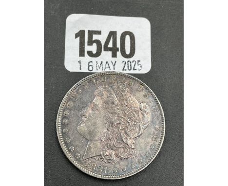 USA 1881 silver Morgan dollar New Orleans mint nicely tones