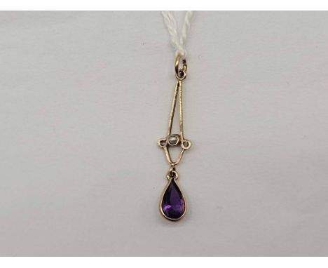 A amethyst and pearl drop pendant 9ct