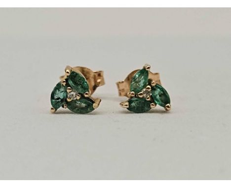 A pair of emerald earrings 9ct