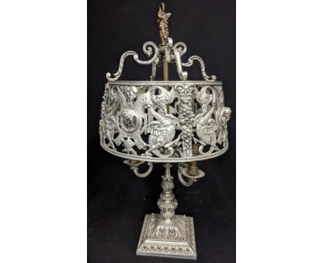 A large cast metal table lamp in the Italianate style, H.85cm