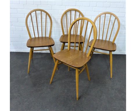 Set of four Ercol light elm spindle back chairs, 87 x 40cm (4)