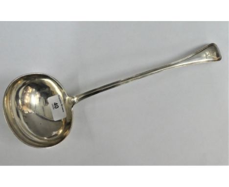 Victorian silver soup ladle, Josiah Williams &amp; Co, Exeter 1877, of Old English thread pattern, 35cm long 