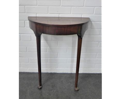 Mahogany demi lune console table with cabriole legs, 73 x 62cm 