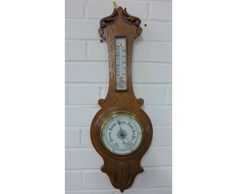 Oak wall barometer, 64cm 