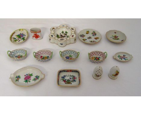 A quantity of Herend to include bonbon dishes, condiments, a toothpick holder and an octagonal dish, marks to the bases, (14)