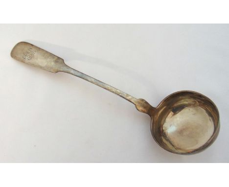 A continental white metal fiddle pattern soup ladle, approx weight of white metal 175g