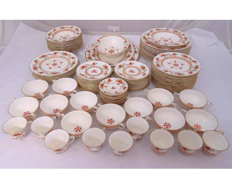 Royal Worcester Chamberlain part dinner service, as designed for the Prince Regent in 1811, to include plates, bowls cups and