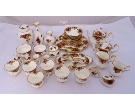 Royal Albert Old Country Roses teaset for six place settings to include cups, saucers, ginger jar and cover and plates (42)