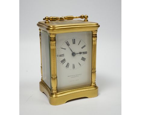 A Mappin &amp; Webb brass carriage clock, 11cm high