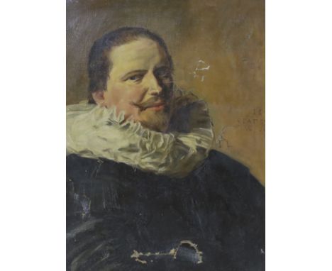 After Frans Hals (Dutch, 1582–1666) oil on canvas, 'Portrait of a man in his thirties', inscribed in Latin, 62 x 45cm