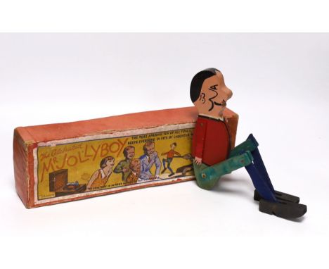 A boxed B.G.L. London ‘The Celebrated Mr Jollyboy’ animated toy puppet, 30cm