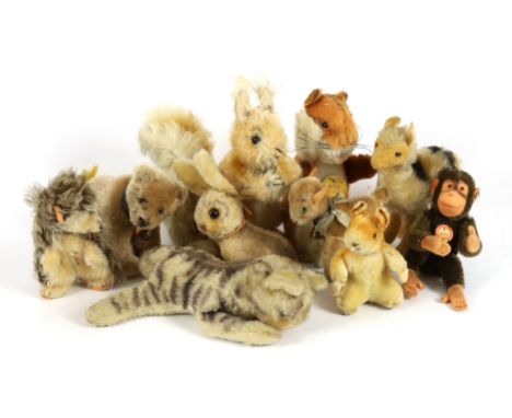 Ten Steiff animals including a Jocko 1950's (10)